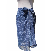 Chusta plażowa spódnica - eleganckie granatowe PAREO groszki